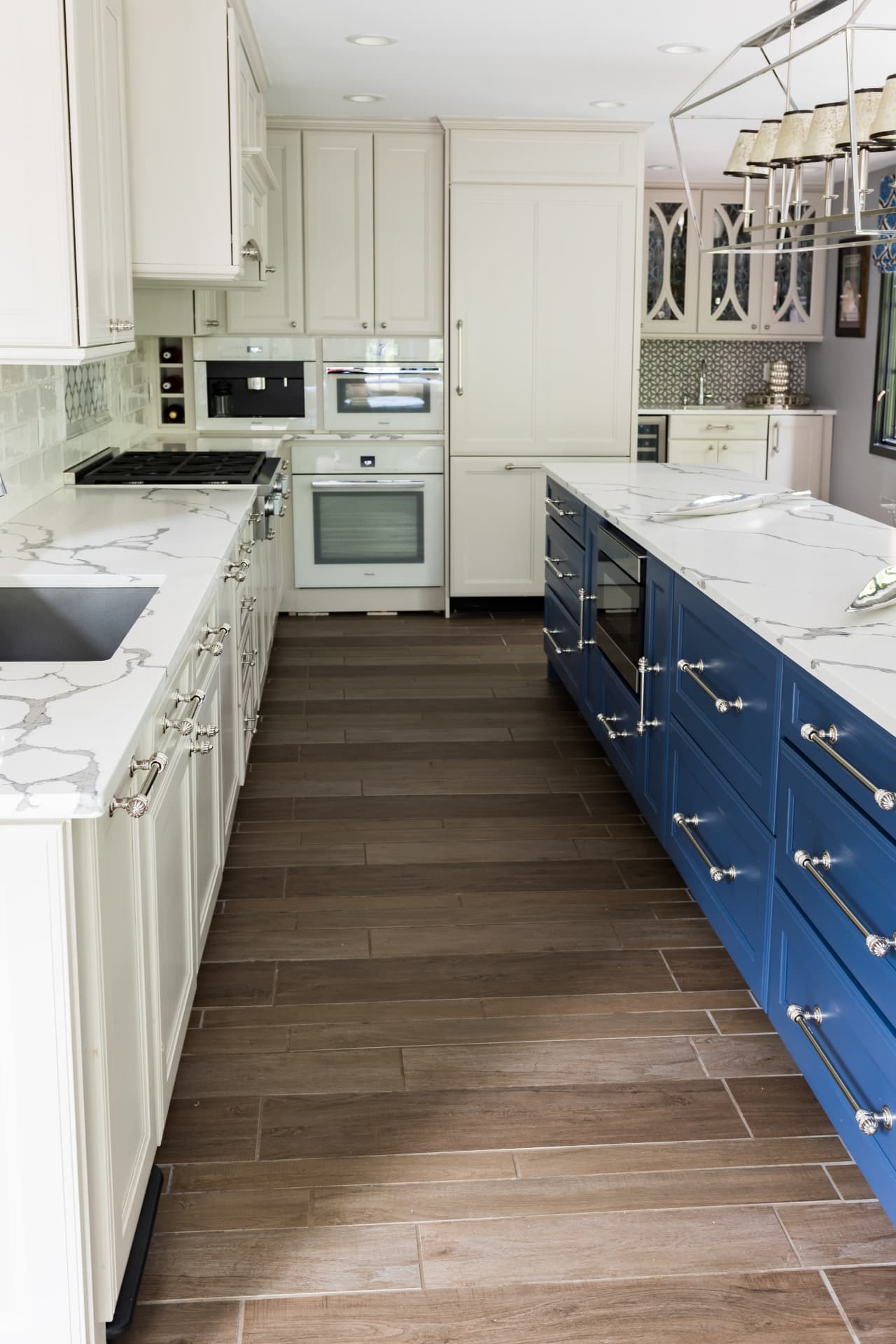 Galley in navy & marble · Great Falls, VA